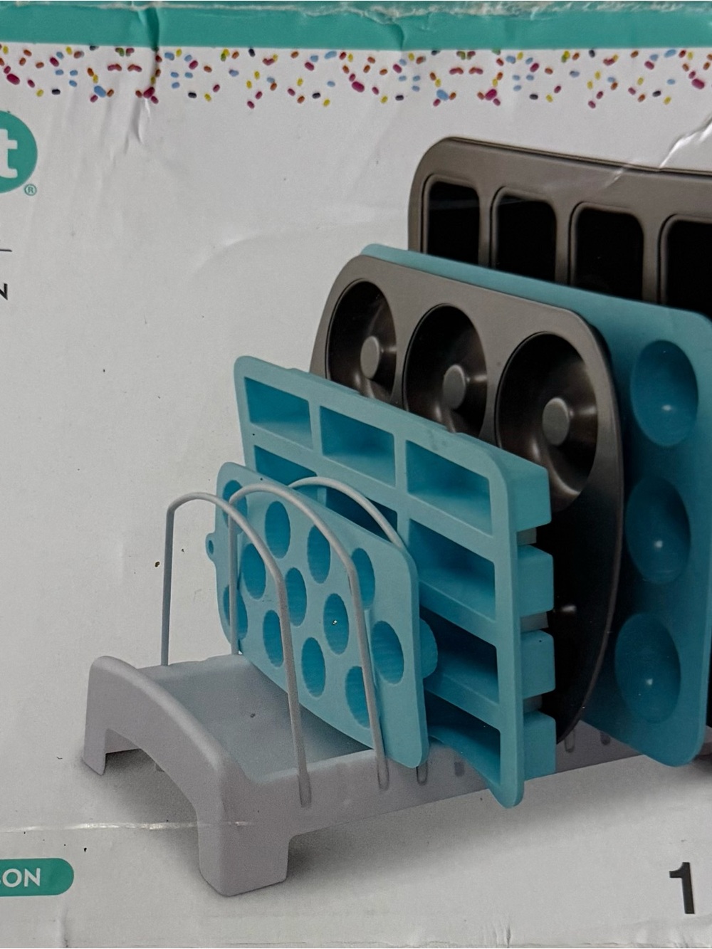 Kitchen Silicone Bakeware Organizer Rack - Blue and Gray